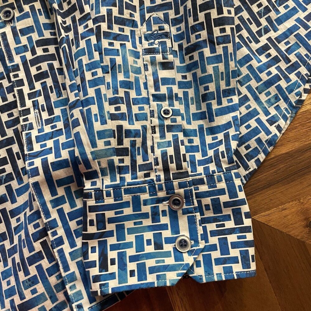 Robert Graham Shirt Long Sleeve Button Up Slim Fit Flip Cuff Geometric Mens XXL - Picture 8 of 9